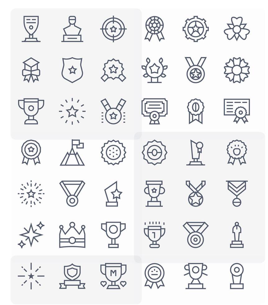 42 Pixel Optimized Icons themed around Excellence in Retina Ready Regular Line format vector