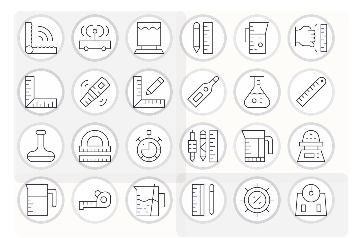 24 Thin Line Icons from Measuring in 256x256 Pixel Optimized Quality vector