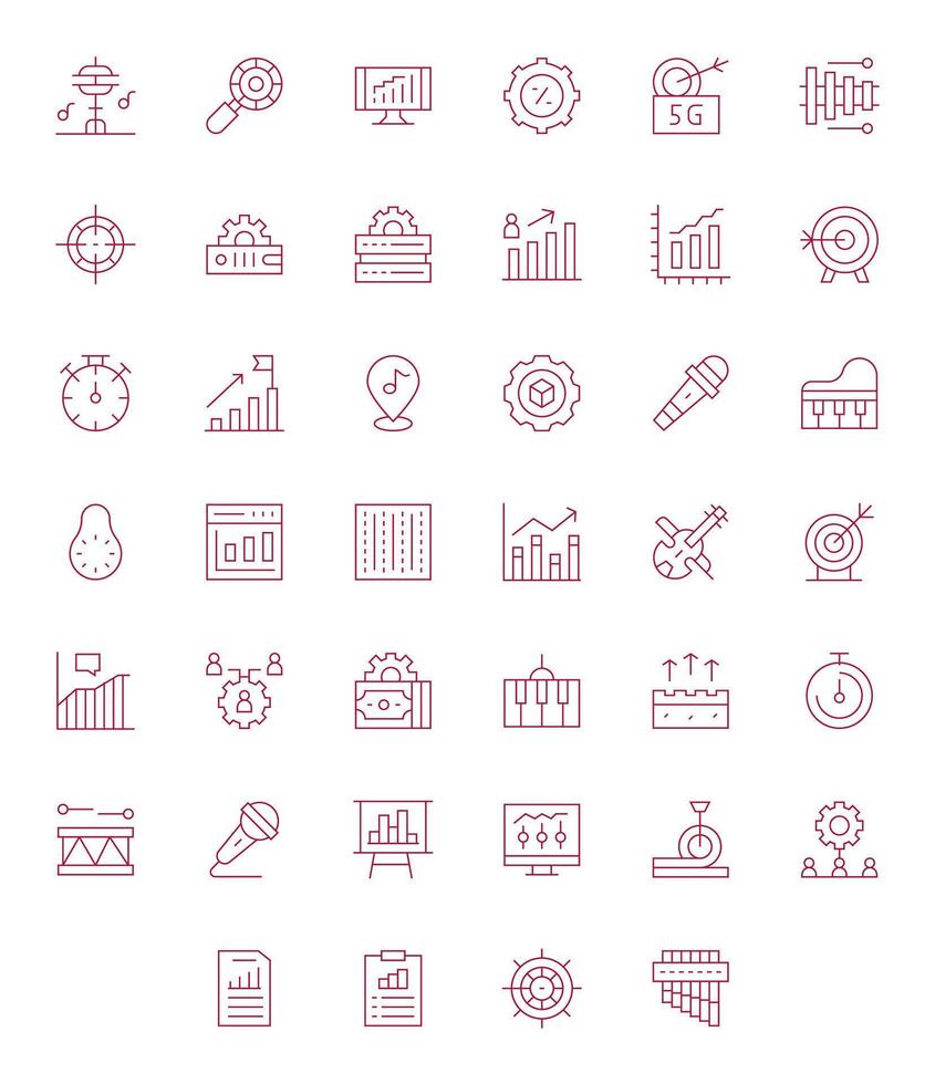 Performance Icon Set with 40 Thin Line High Resolution Grid Fitted Graphics vector