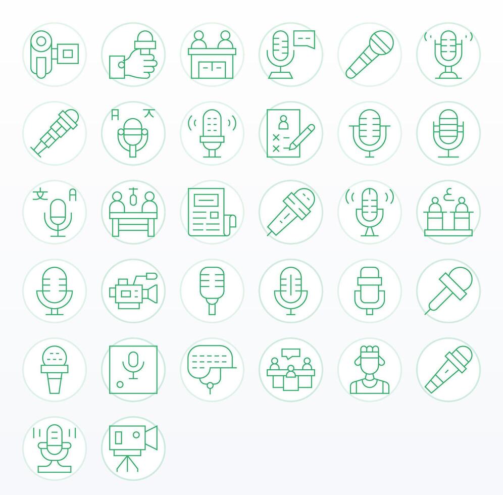 32 Detail Enhanced 128x128 Icons for Interview in elegant Thin Line design vector