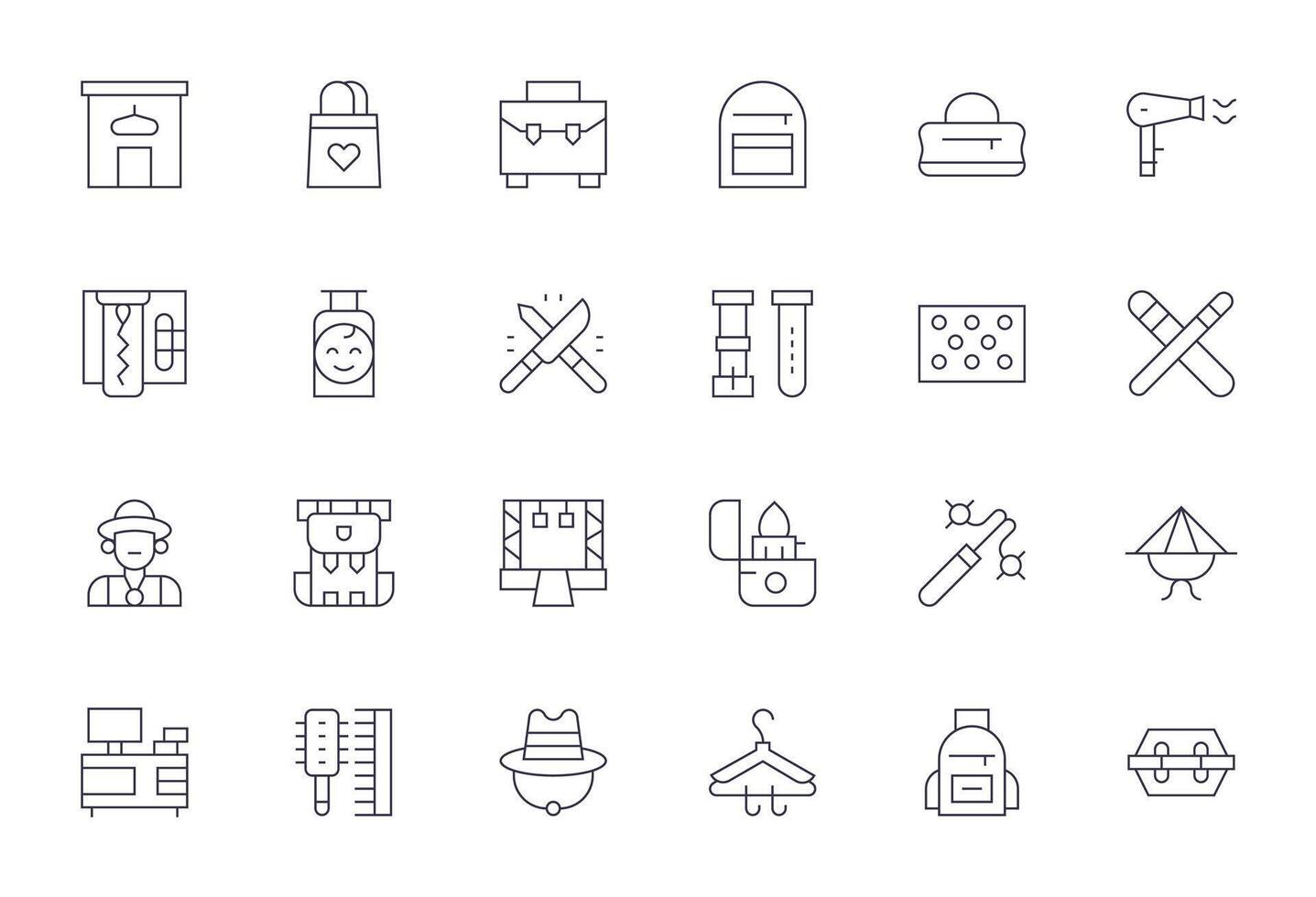 24 Retina Ready Thin Line Icons optimized for Accessories Editable display vector
