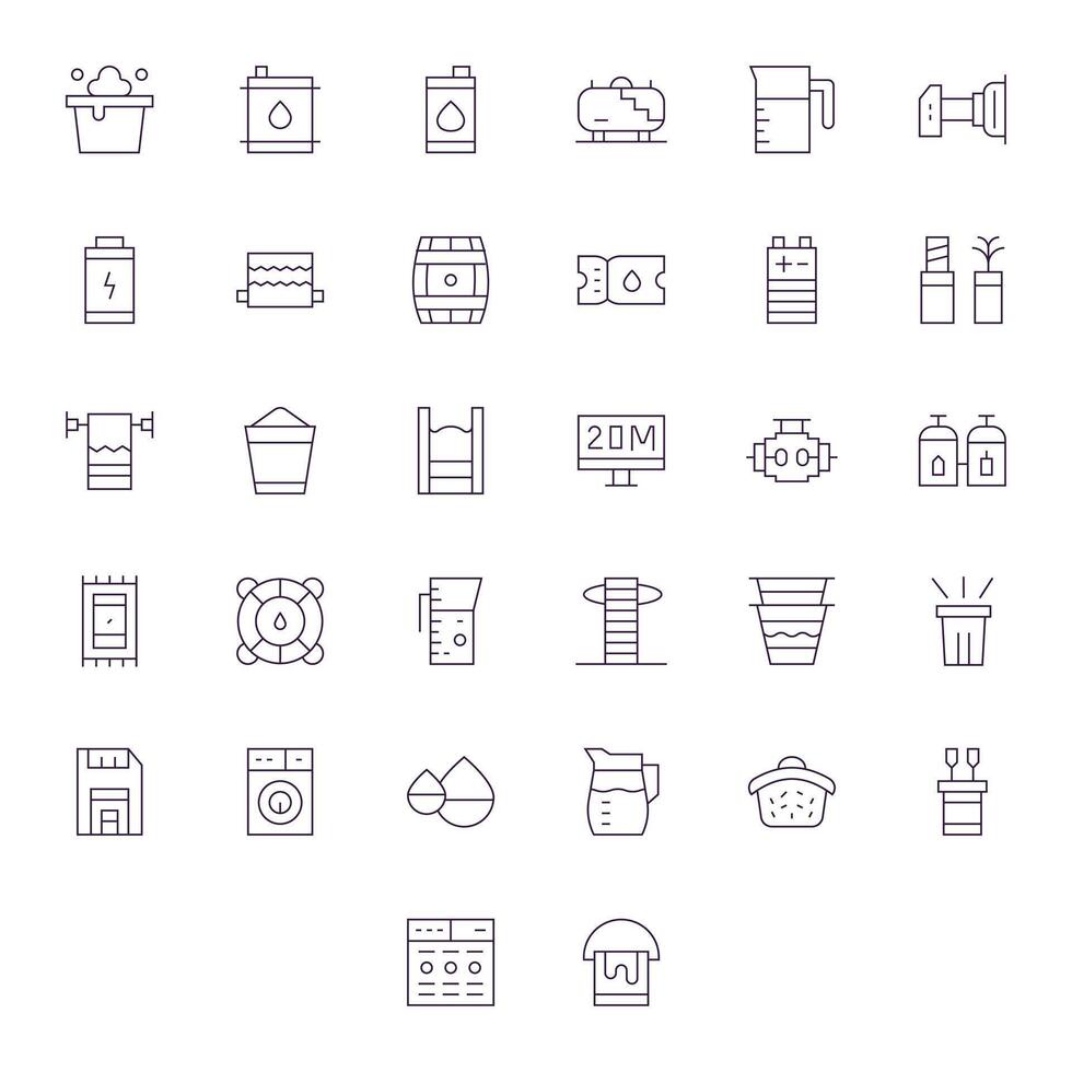 Capacity Digital Pack containing 32 Pixel Aligned Thin Line High Resolution Icons vector