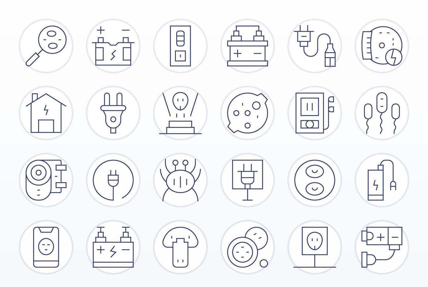 Thin Line Pixel Optimized Icons from Power Supply Set with 24 High Resolution Icons vector