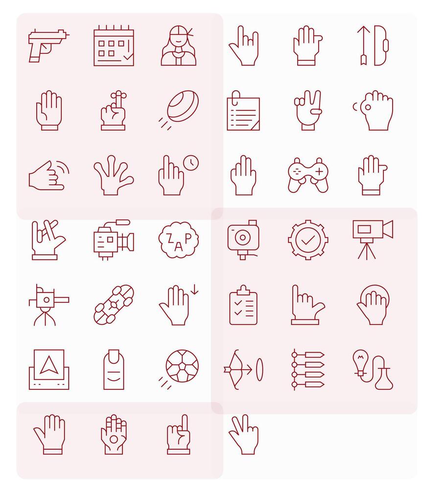 Action Icon Set with 40 Thin Line Retina Ready Grid Fitted Graphics vector