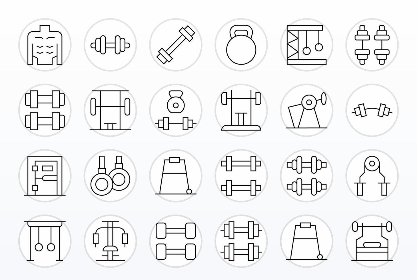 24 Editable Thin Line Icons designed for Bodybuilding Interface vector
