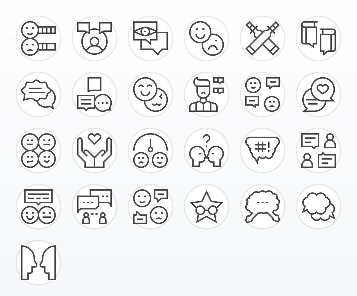 Opinion Icon Toolkit featuring 25 Pixel Optimized 128x128 Regular Line elements vector