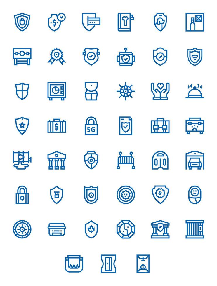45 Bold Line Pixel Optimized Icons crafted for Safe High Resolution applications vector