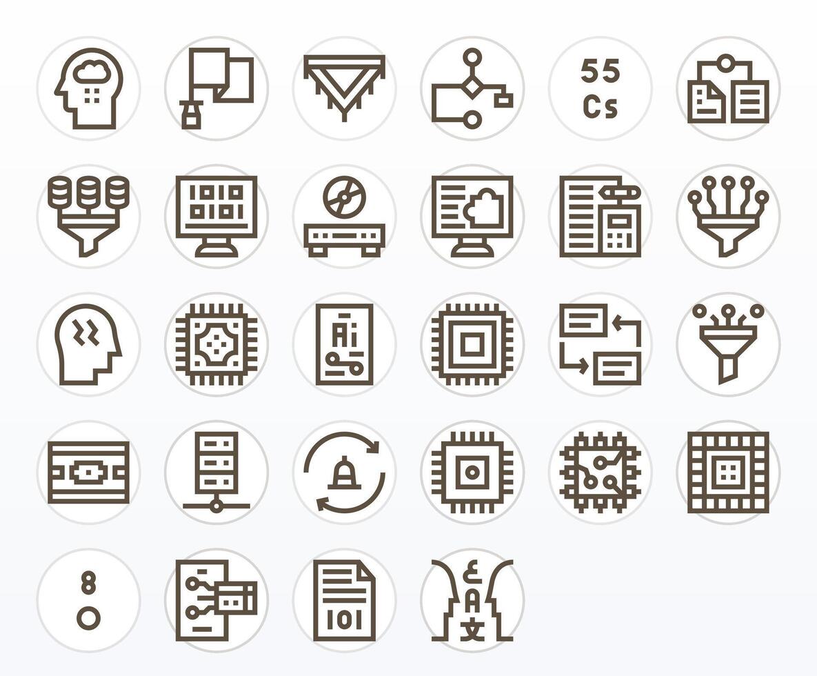 28 Icons inspired by Data Processing in Detail Enhanced 128x128 Bold Line quality vector