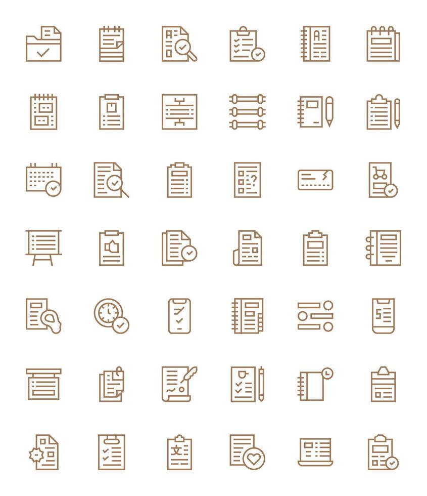 Lista de Verificación monitor Perfecto conjunto con 42 alto resolución regular línea íconos vector
