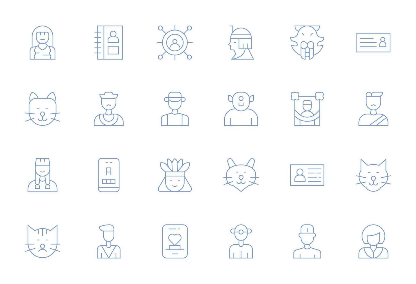 24 128x128 Thin Line Display Perfect Icons for Profile Projects vector