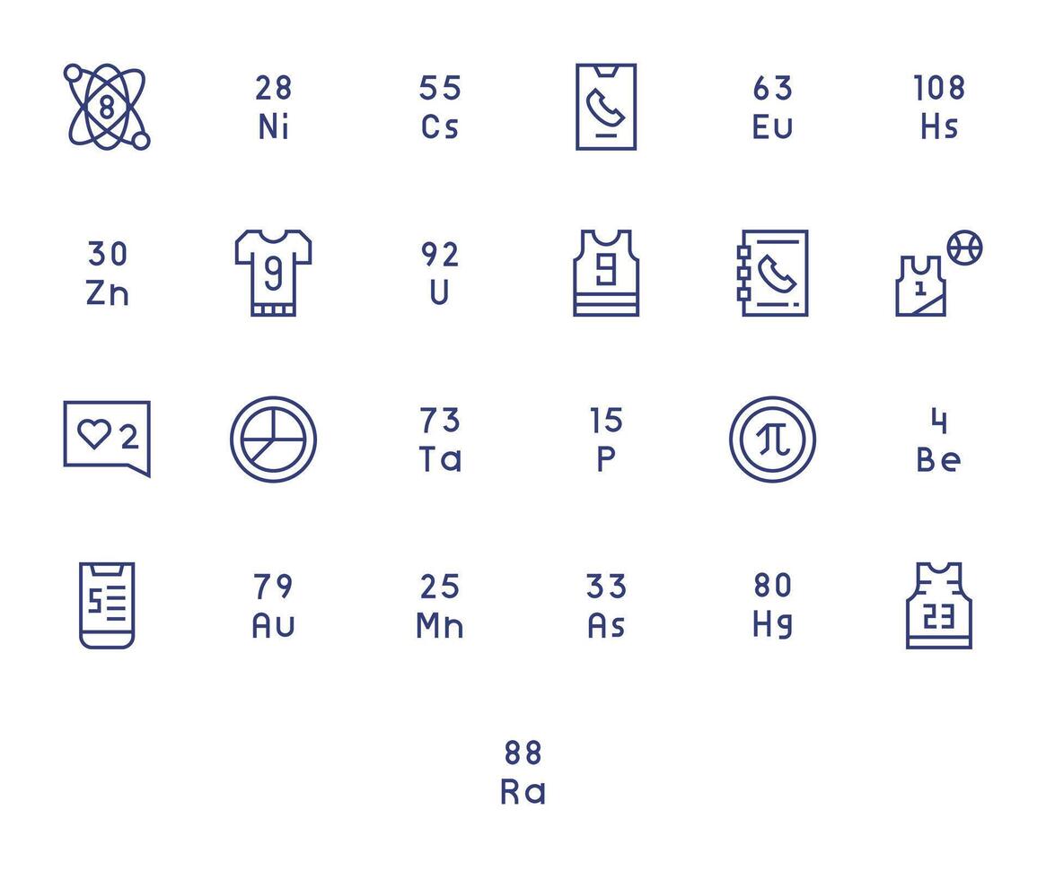 25 regular línea íconos para número en crujiente 256x256 monitor Perfecto resolución vector