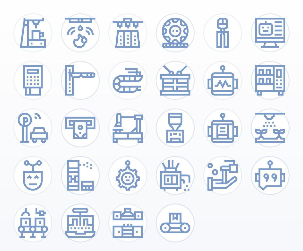 28 Icons for Automated optimized in Display Perfect 256x256 Bold Line resolution vector