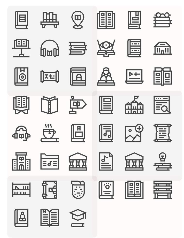 45 Bold Line Pixel Optimized Icons for Library Graphics vector