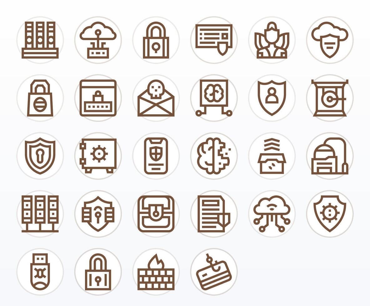 28 Icons for Cybersecurity optimized in Detail Enhanced High Resolution Bold Line resolution vector