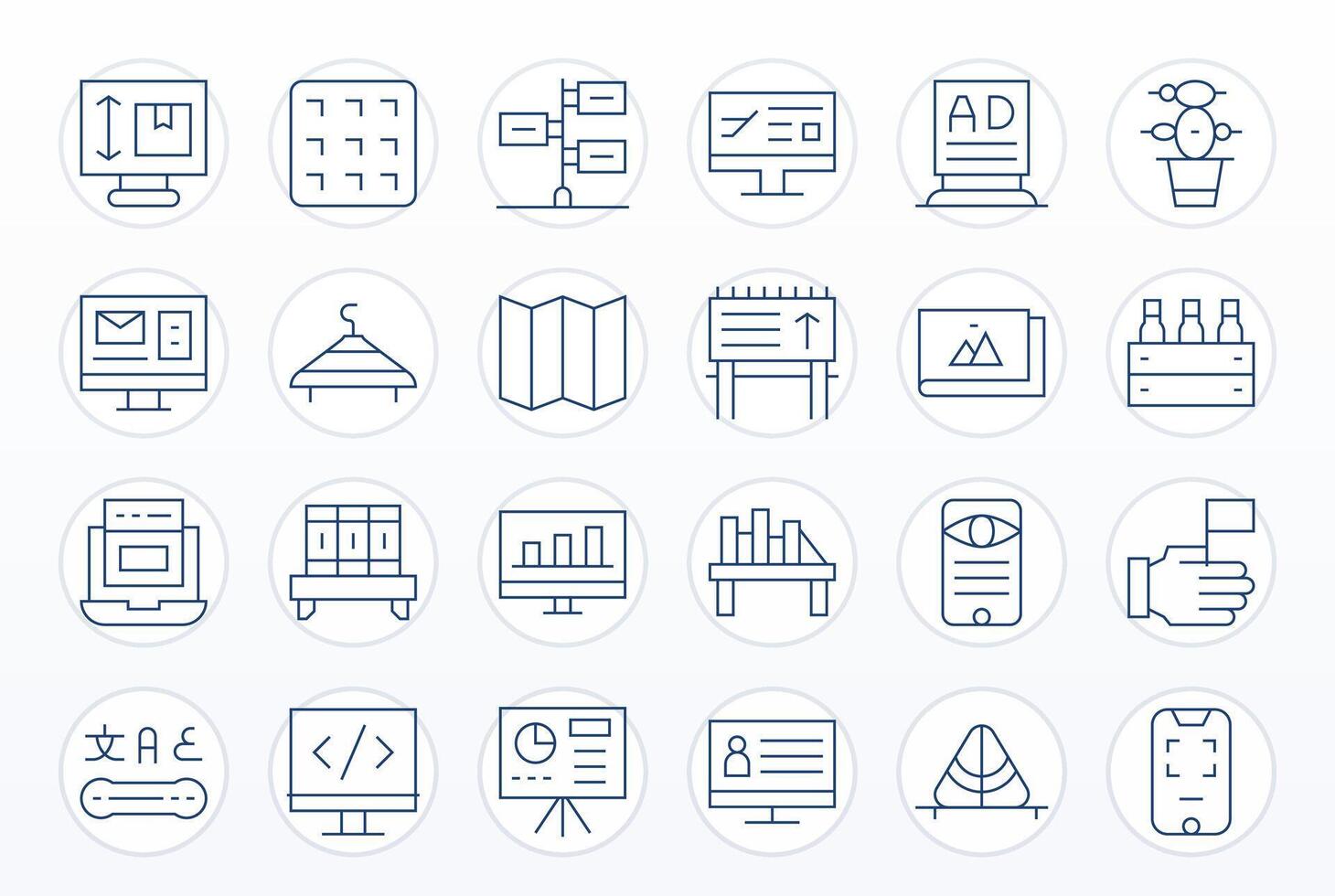 Display Modern Collection with 24 Thin Line High Resolution Display Perfect Icons vector