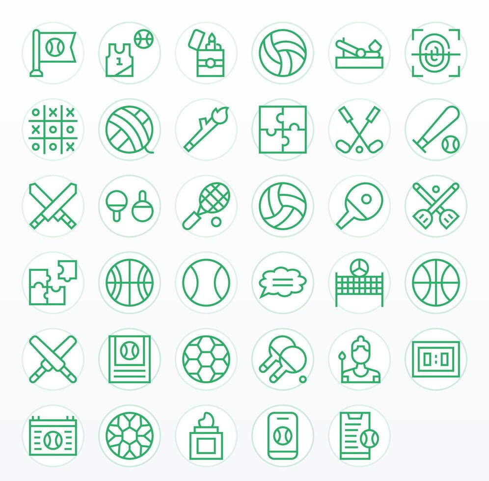 35 Icons inspired by Match in Pixel Aligned High Resolution Regular Line quality vector