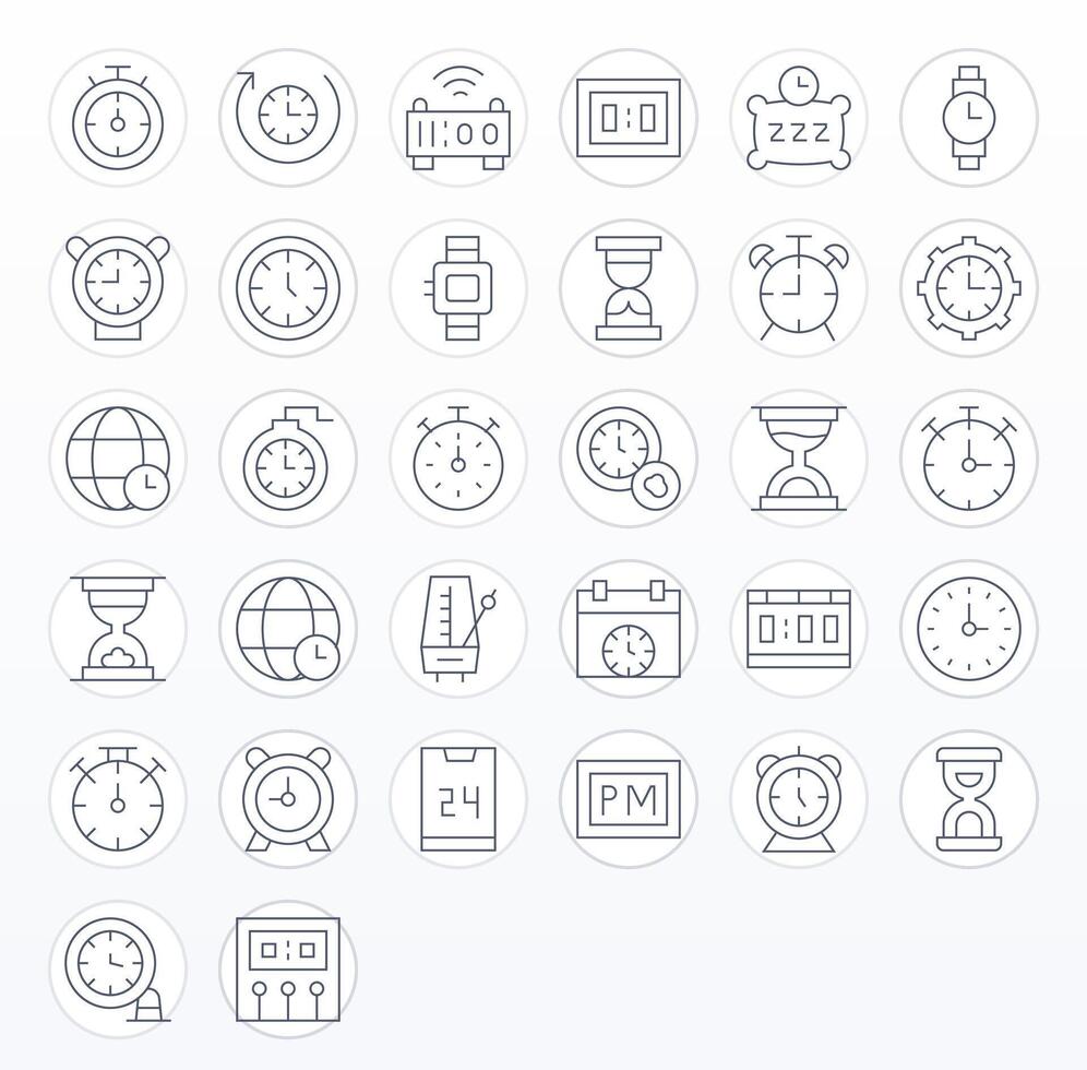 Thin Line Pixel Optimized Icons from Clock Set with 32 High Resolution Icons vector
