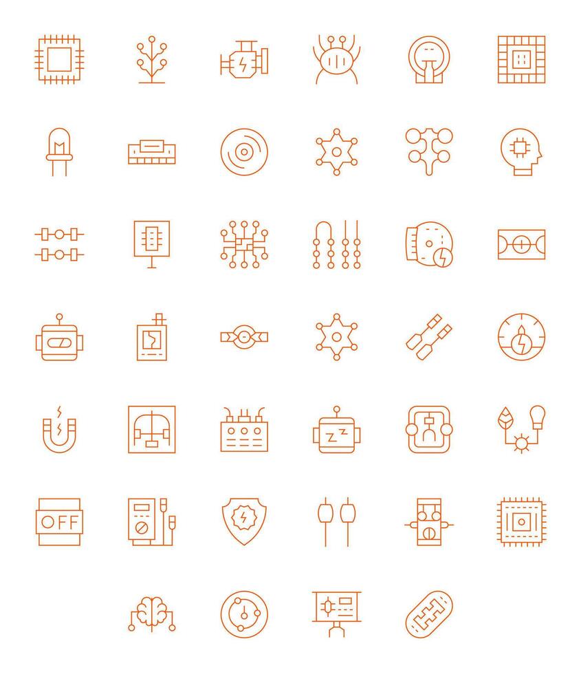 40 Pixel Optimized Thin Line Icons designed for Circuit Interface vector