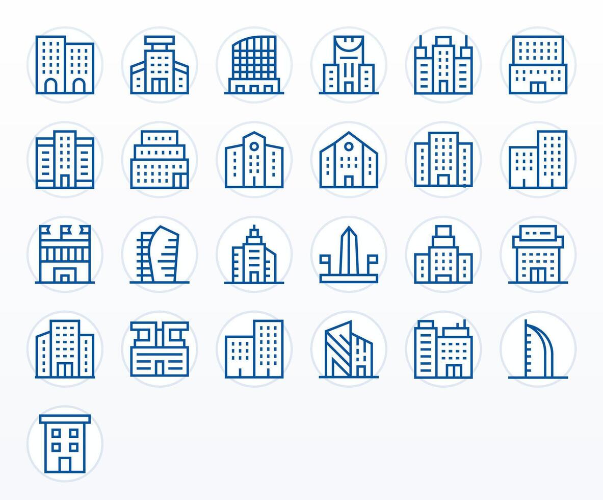 Modern Architecture Graphics Pack including 25 Regular Line 256x256 Display Perfect Icons vector