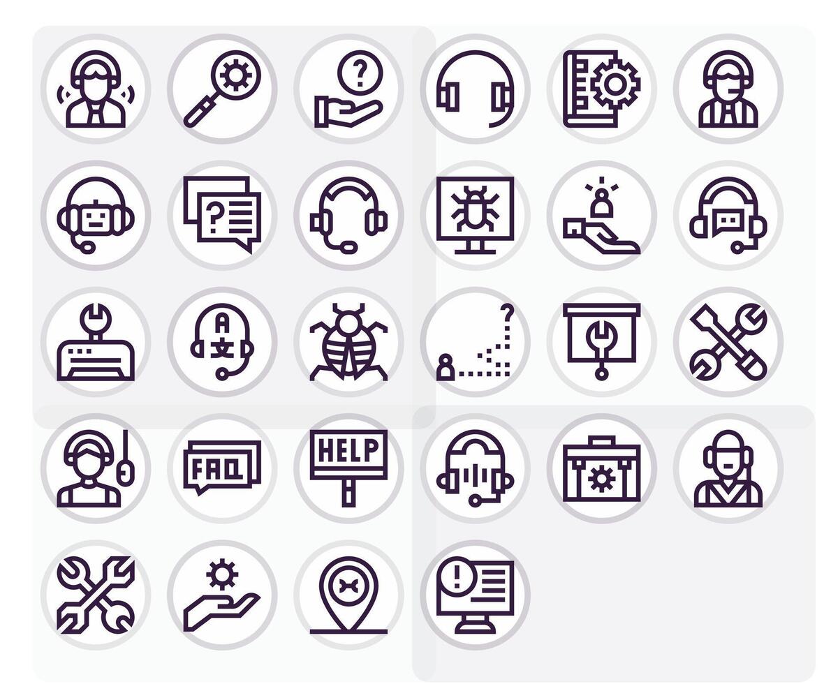 Technical Support Exclusive Set featuring 28 Bold Line Pixel Optimized 128x128 Icons vector