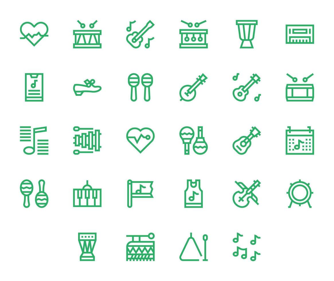 28 Bold Line Icons designed for Rhythm in High Resolution Display Perfect format vector
