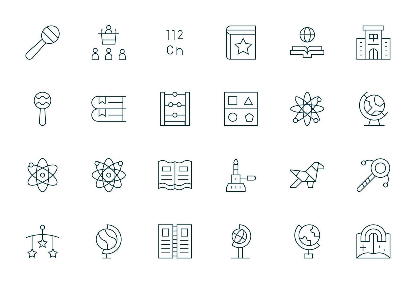 Educational Complete Package with 24 High Resolution Thin Line Pixel Aligned Icons vector
