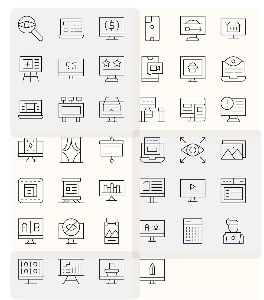 40 Thin Line Icons designed for Screen in 64x64 Display Perfect format vector