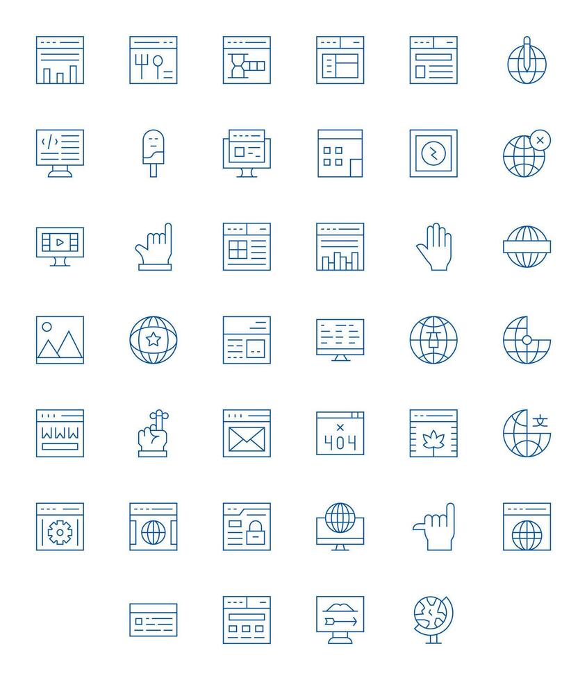 40 Website Pixel Optimized Icons in 256x256 Thin Line Aesthetic vector