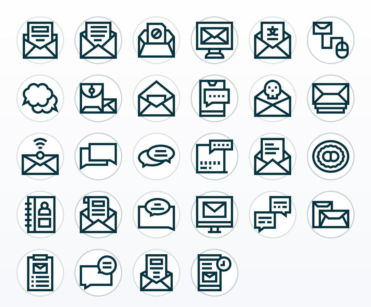 EMail Icon Toolkit featuring 28 Pixel Aligned High Resolution Bold Line elements vector