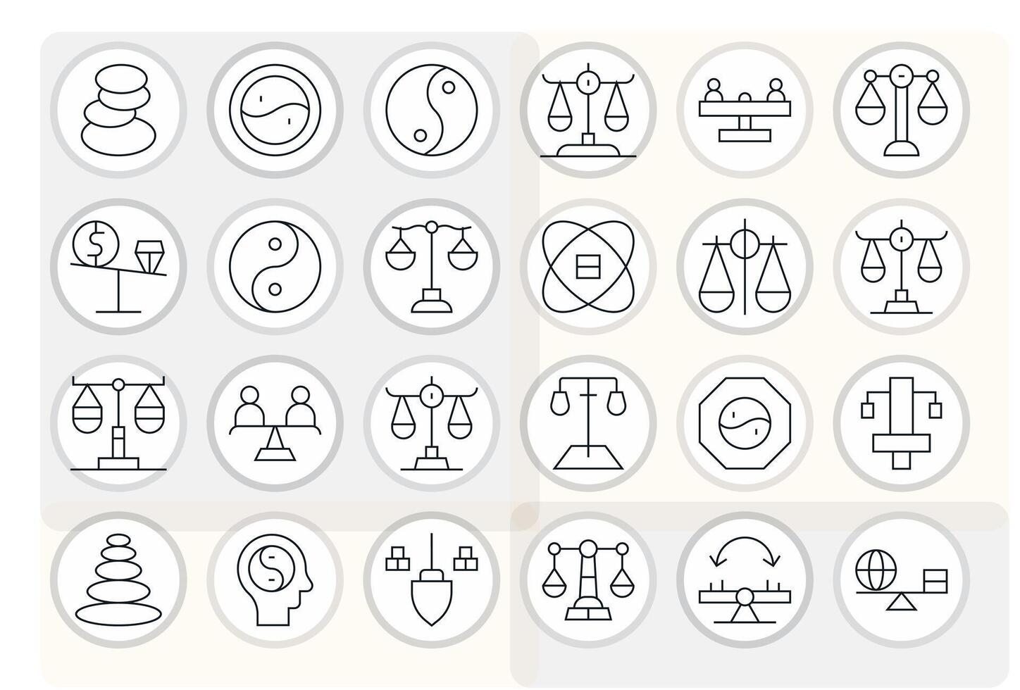 24 256x256 Icons for Equilibrium in Display Perfect Thin Line Format vector
