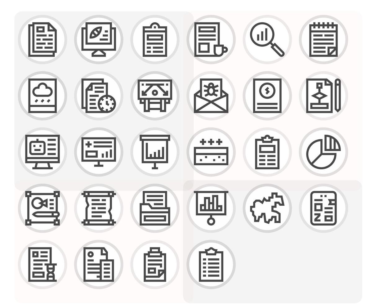 28 alto resolución negrita línea íconos optimizado para reporte píxel optimizado monitor vector