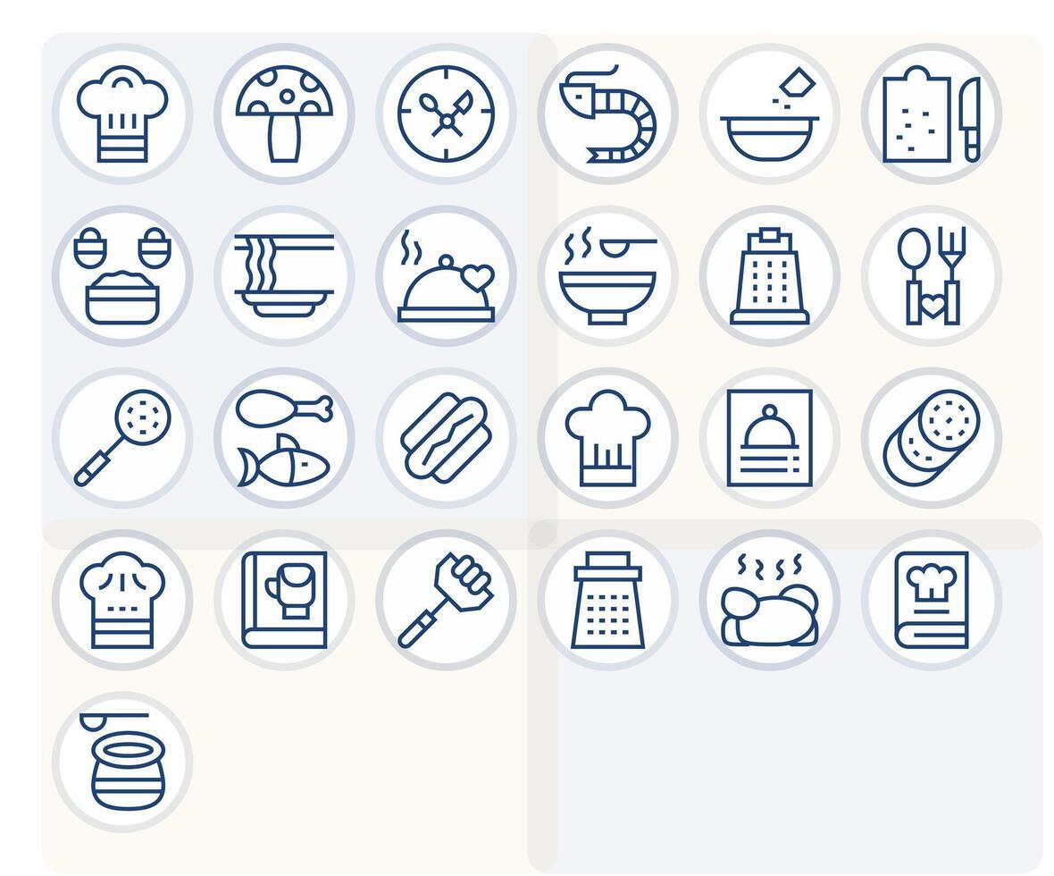 25 64x64 Regular Line Pixel Optimized Icons for Culinary Projects vector