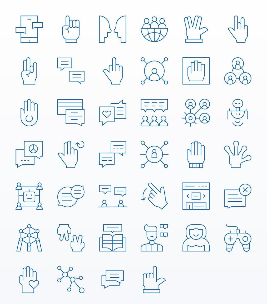 Interaction featuring 40 256x256 Icons in Thin Line Design vector