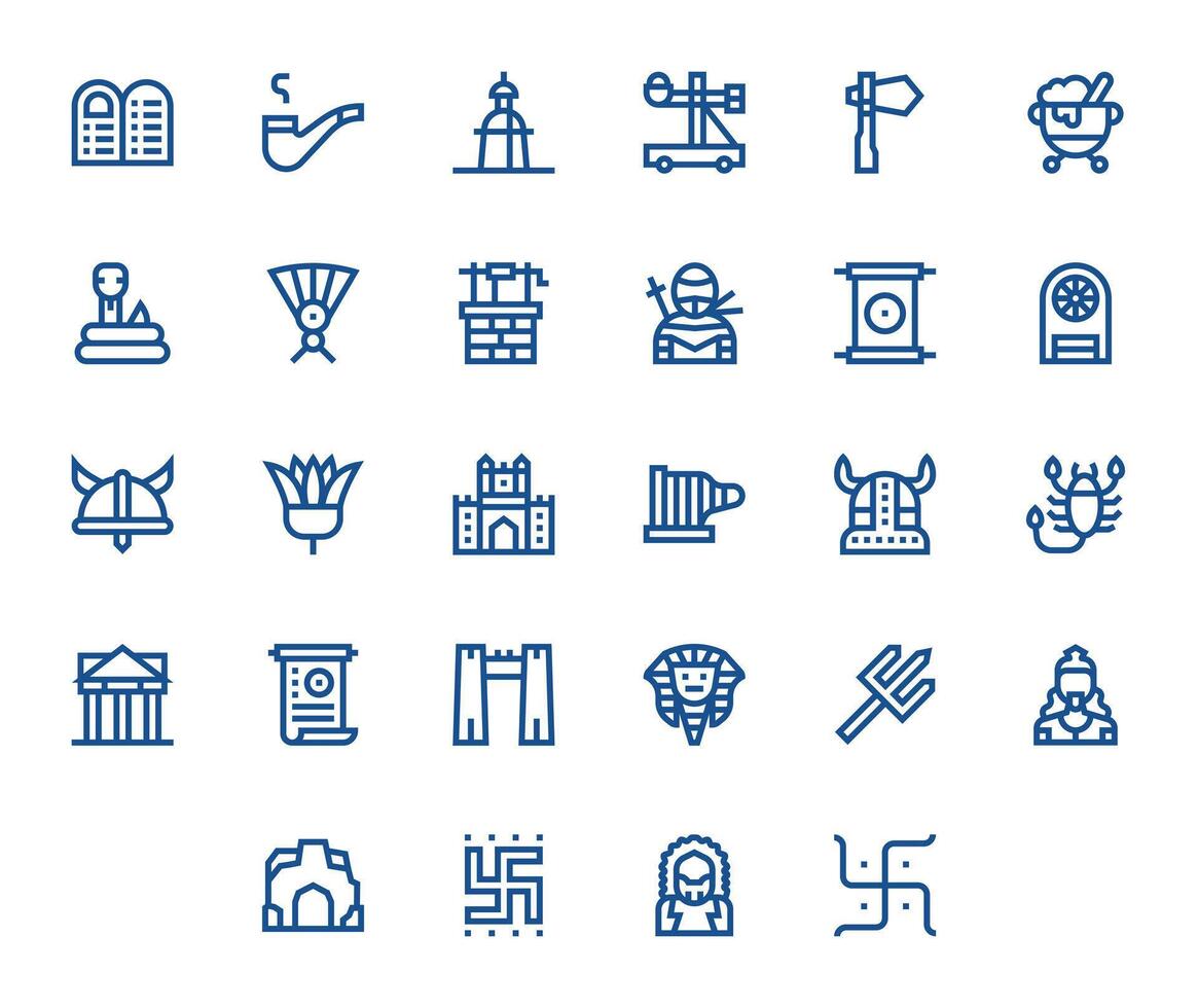 28 Bold Line Icons designed for Ancient in 256x256 Detail Enhanced format vector