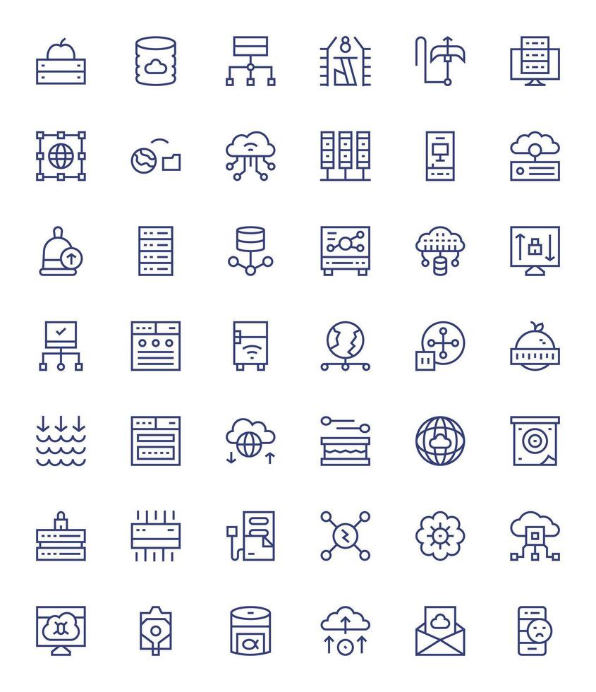servidor icono conjunto con 42 regular línea alto resolución píxel Perfecto gráficos vector