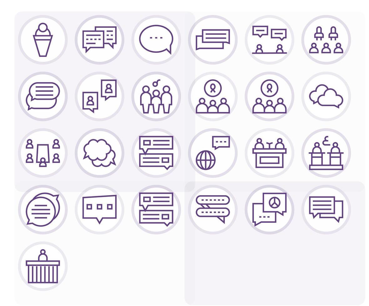 Forum Design Icons featuring 25 Editable Regular Line Style vector