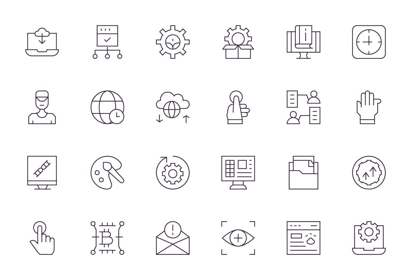 24 Editable Icons themed around Software in 64x64 Thin Line format vector