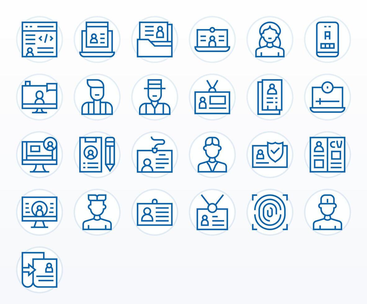 Personal Information Scalable Set featuring 25 Display Perfect Regular Line Retina Ready Icons vector