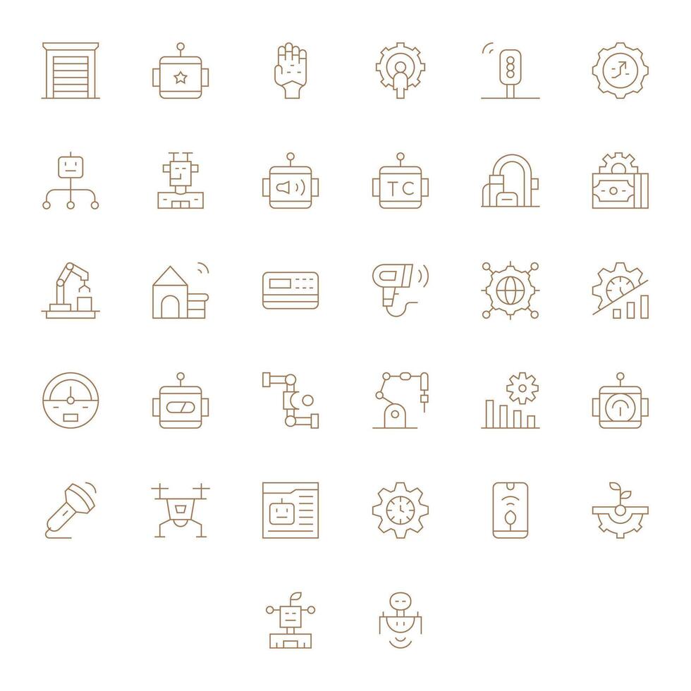 Thin Line Grid Fitted Icons from Automation Set with 32 64x64 Icons vector