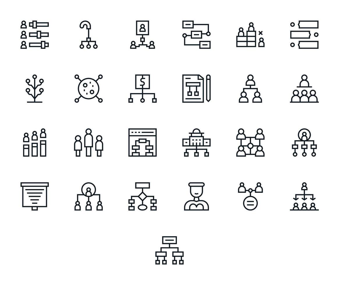 Hierarchy Essential Set including 25 Display Perfect Regular Line High Resolution Icons vector