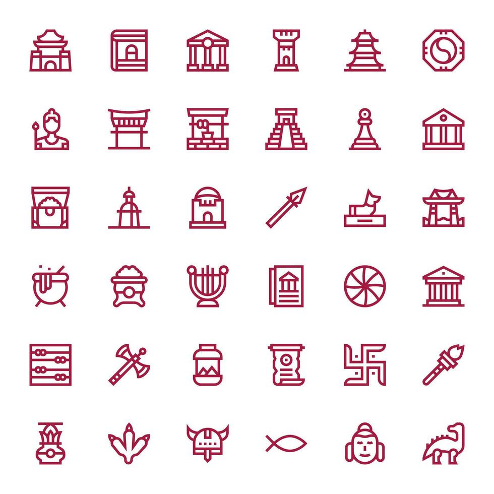 36 256x256 Bold Line Icons optimized for Ancient Pixel Optimized display vector