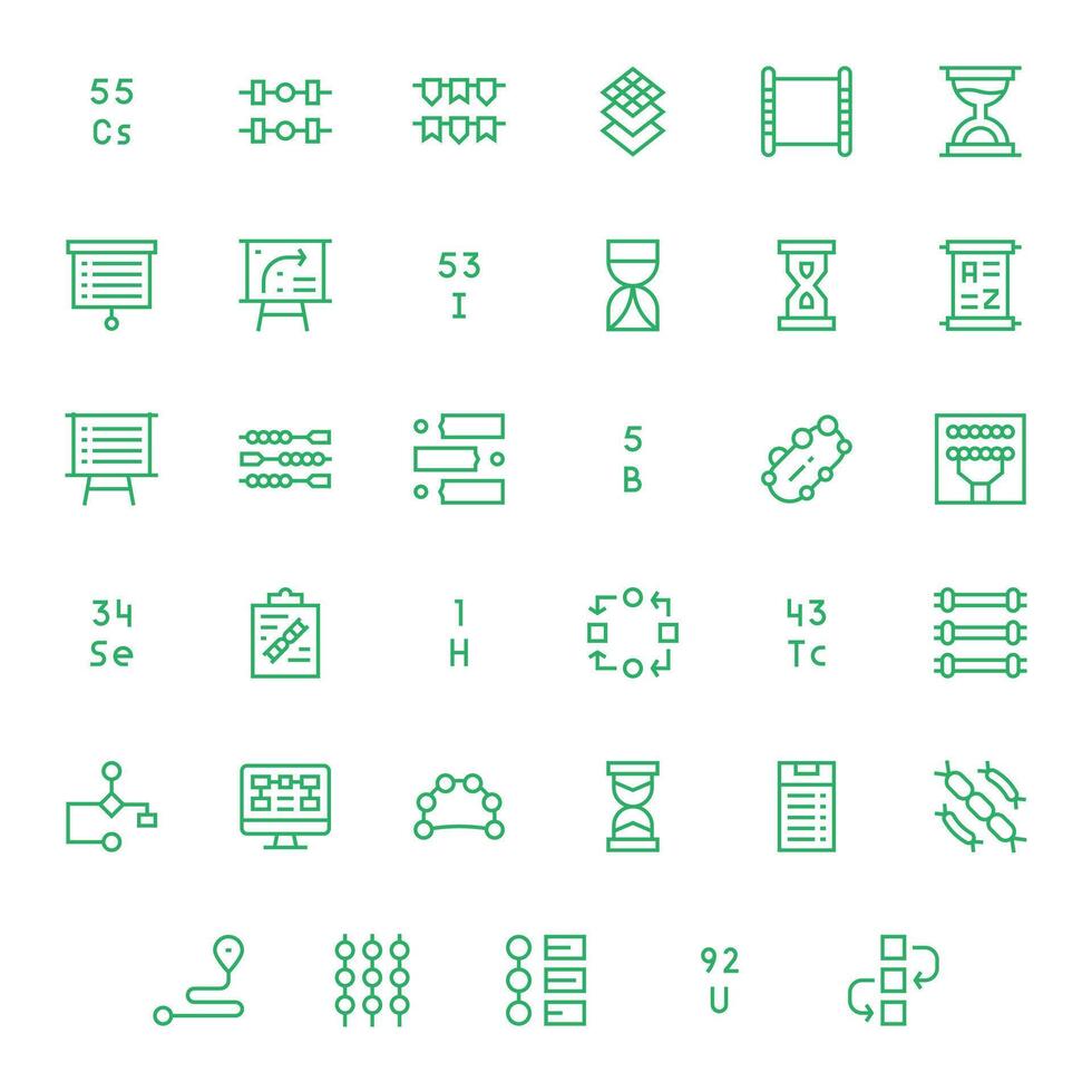 35 Pixel Aligned Icons themed around Sequence in 64x64 Regular Line format vector