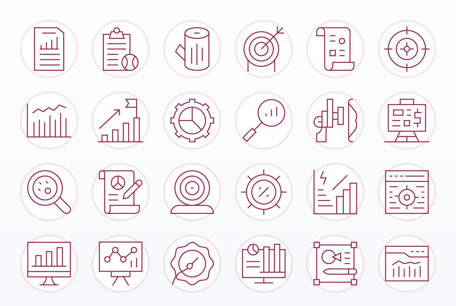 24 256x256 Icons for Metrics in Grid Fitted Thin Line Format vector