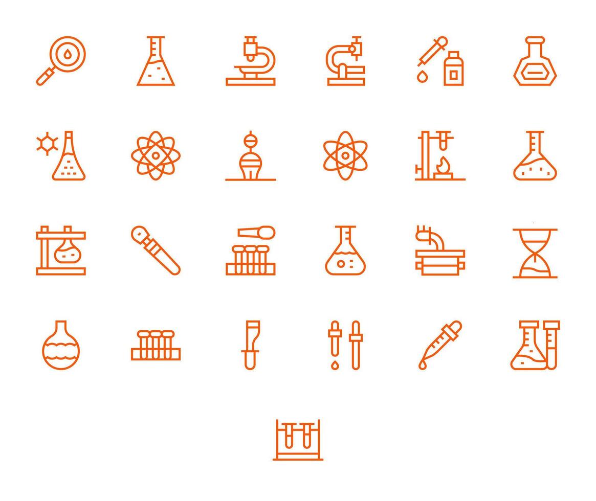 25 128x128 Regular Line Icons for Research Lab with Display Perfect precision vector
