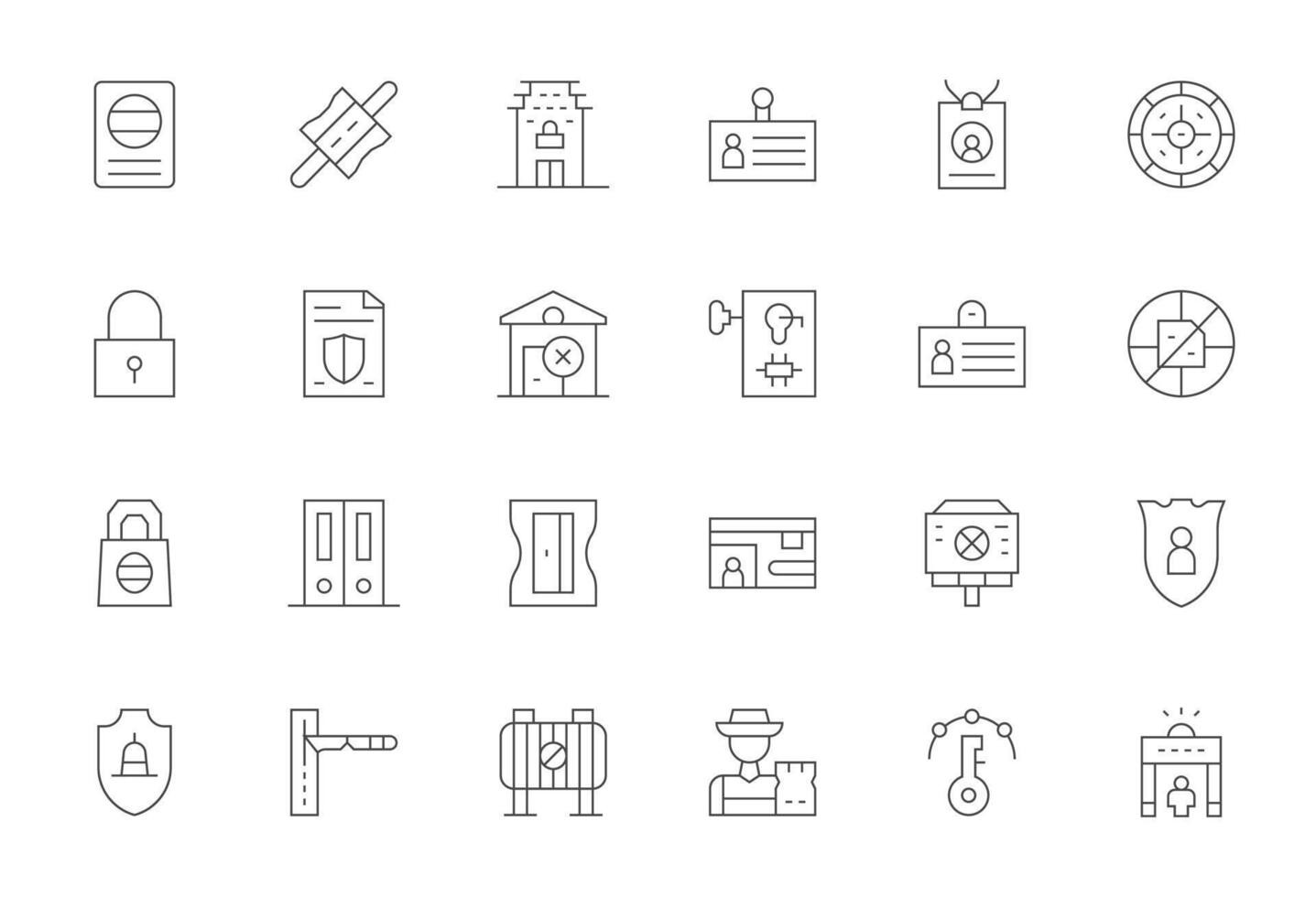 24 128x128 Display Perfect Icons for Access Control in Thin Line Theme vector