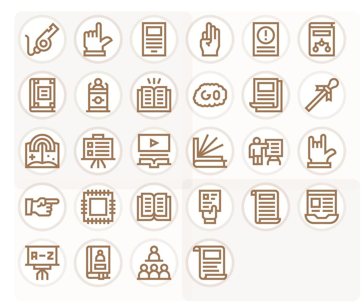 Instruction Retina Ready Icon Pack with 28 Bold Line Pixel Optimized Elements vector