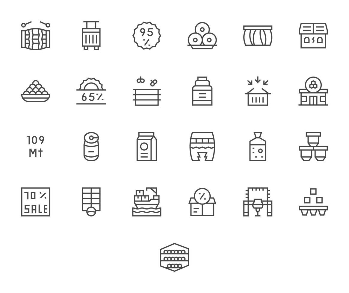 25 Pixel Optimized 64x64 Icons for Bulk in elegant Regular Line design vector