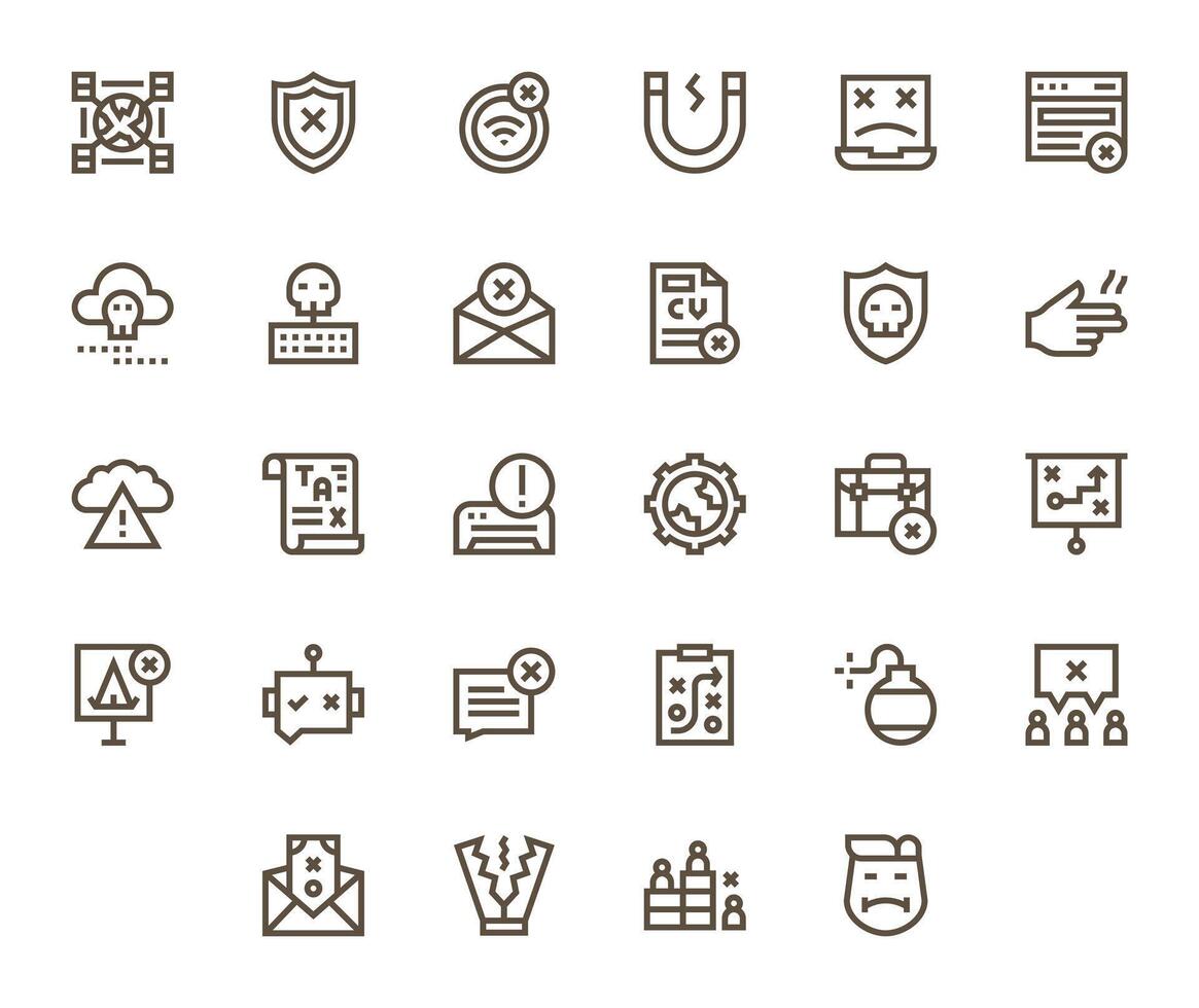 28 Bold Line Icons from Failure in High Resolution Pixel Aligned Quality vector