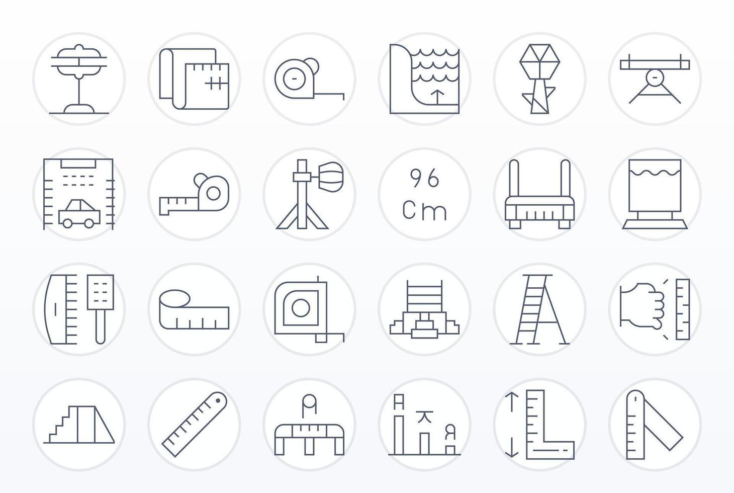 24 256x256 Thin Line Display Perfect Icons for Height Projects vector