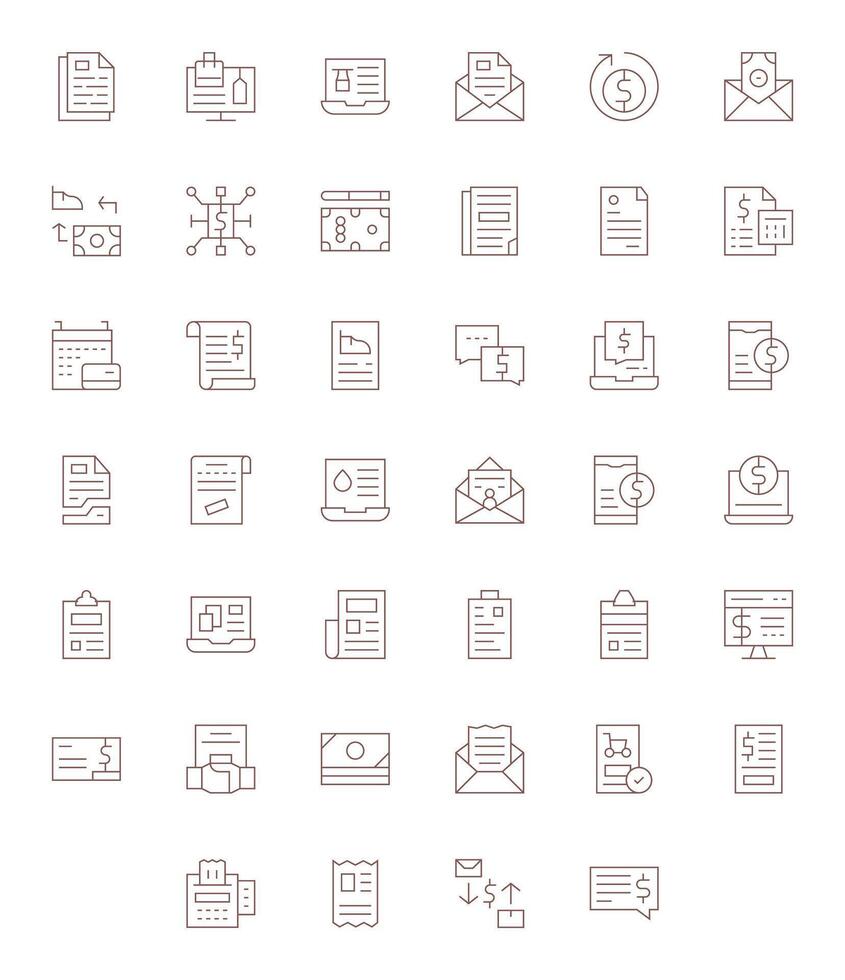 40 Icons for Invoice featuring 256x256 Editable Thin Line Graphics vector